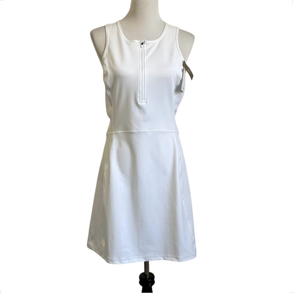 J. Crew Active Womens CloudStretch Half-zip Sports Dress Sz Med White Sleeveless